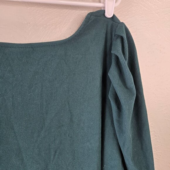 Torrid Blouse Plus Size 5X Dark Green Lace Ribbed Puff Sleeve Formal Holiday Top - Picture 13 of 14